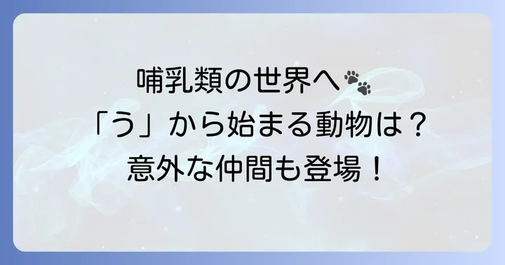 【哺乳類】うから始まる動物たち