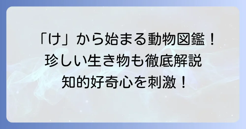「け」から始まる動物の名前を徹底解説！身近な生き物から珍しい動物まで