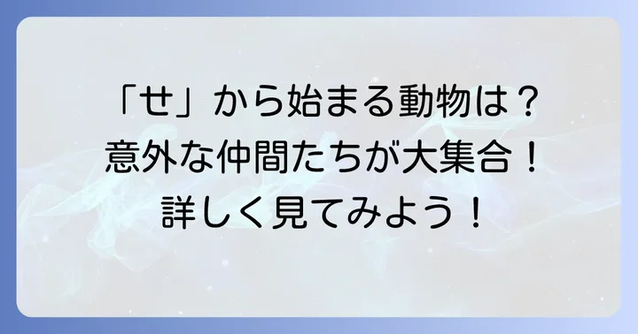 「せ」から始まる動物たちを一挙紹介！