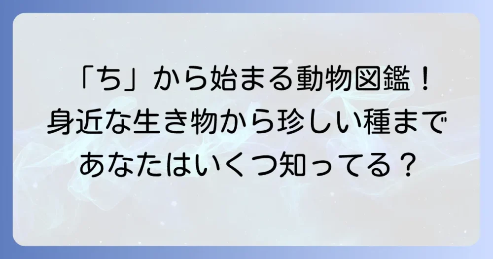 「ち」から始まる動物を徹底解説！身近な生き物から珍しい種類までご紹介