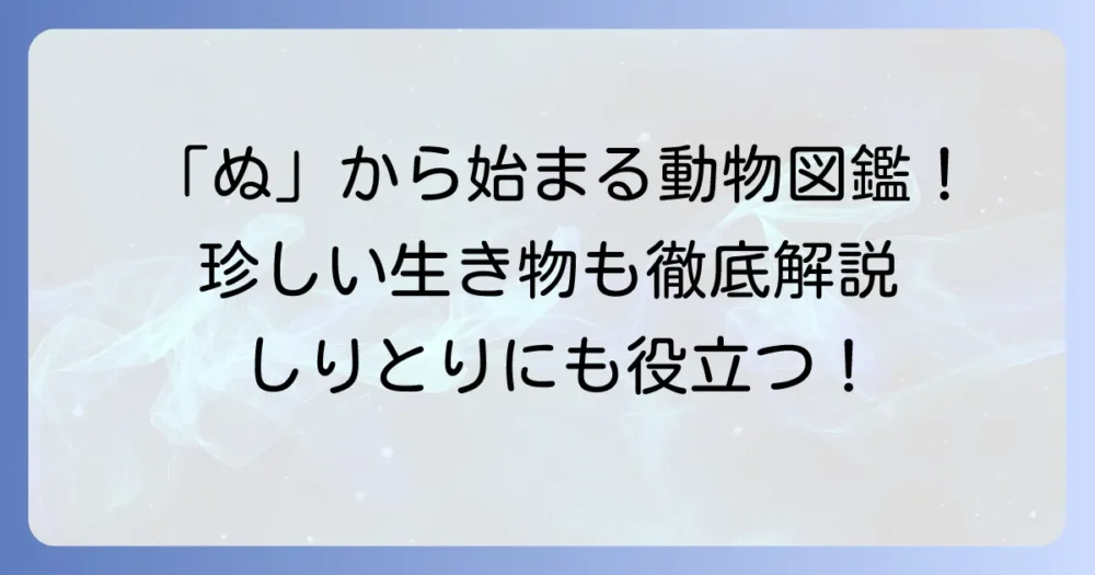 「ぬ」から始まる動物の名前を徹底解説！珍しい生き物からしりとりで役立つ一覧まで