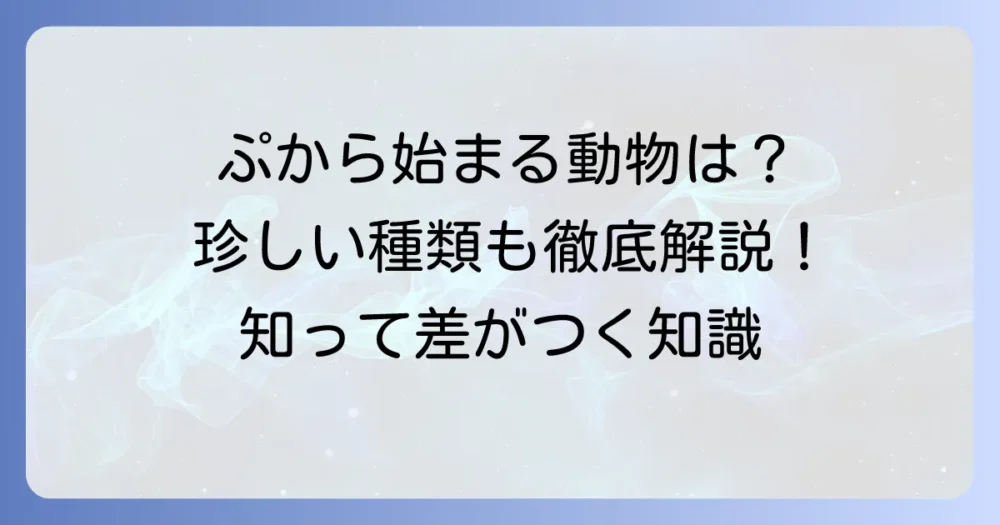 「ぷ」から始まる動物の名前を網羅！珍しい種類から身近なペットまで徹底解説