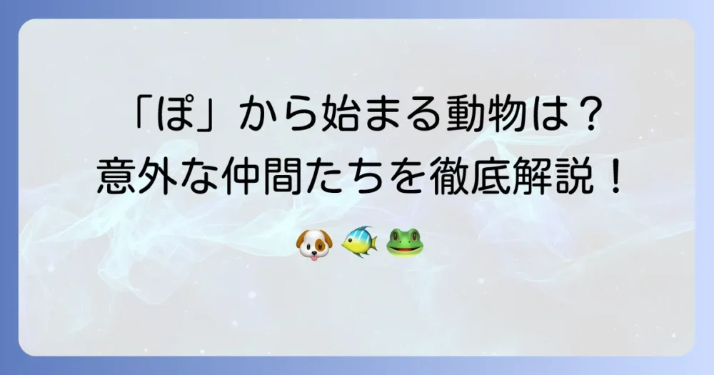 「ぽ」から始まる動物の名前を徹底解説！意外な生き物から人気者まで