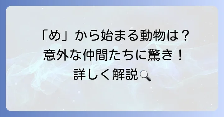 「め」から始まる動物たちを種類別に紹介