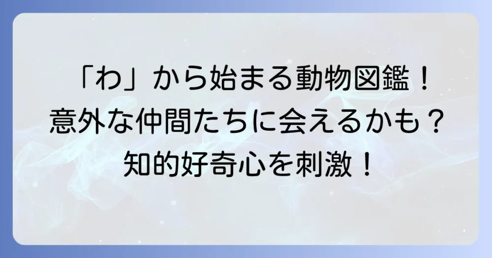 「わ」から始まる動物を徹底解説！意外な生き物から人気者までご紹介