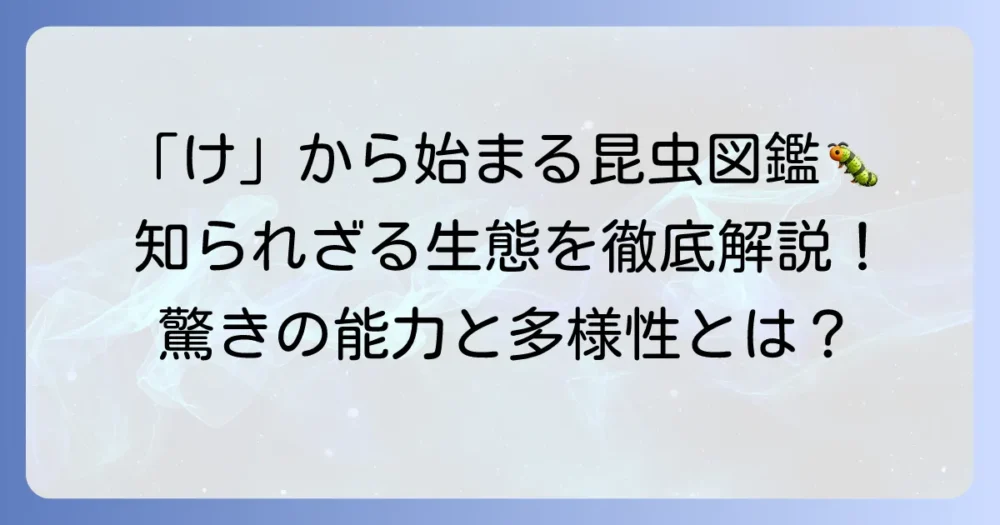 「け」から始まる昆虫を全て網羅！その特徴と生態を徹底解説