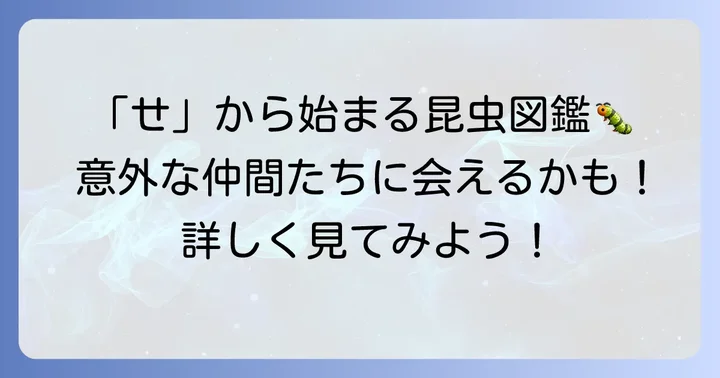 「せ」から始まる昆虫たち：身近な種類から珍しい種類まで