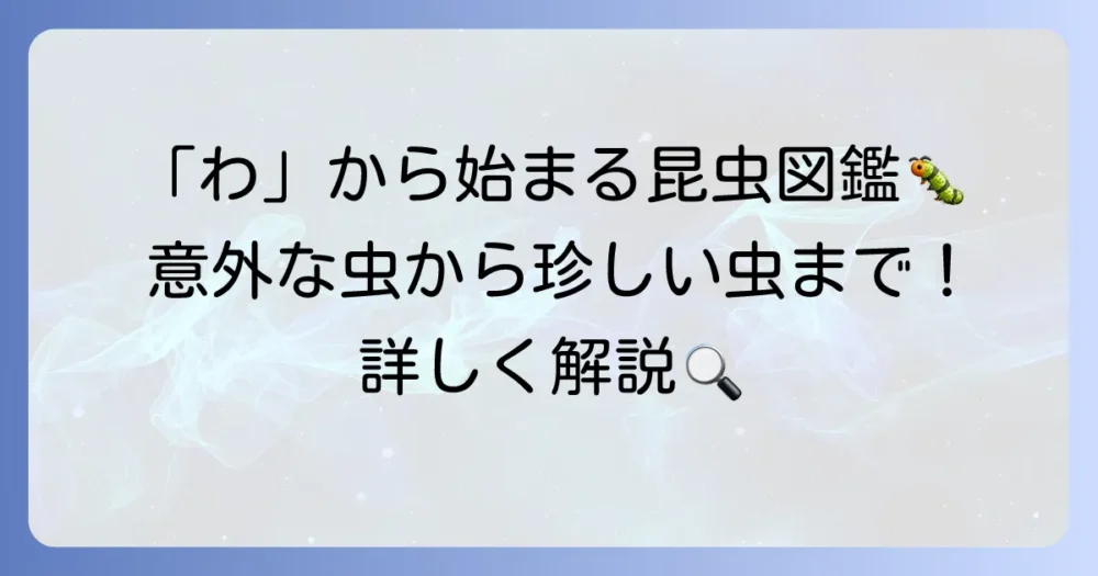 「わ」から始まる昆虫を徹底解説！意外な虫から珍しい虫まで