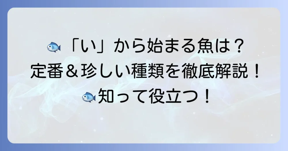 「い」から始まる魚の名前を徹底解説！珍しい魚から定番までご紹介