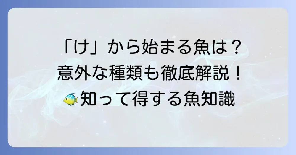 「け」から始まる魚の名前を徹底解説！意外な種類もご紹介