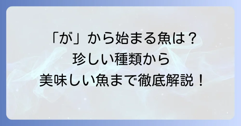 「が」から始まる魚の名前を徹底解説！珍しい種類から美味しい魚まで