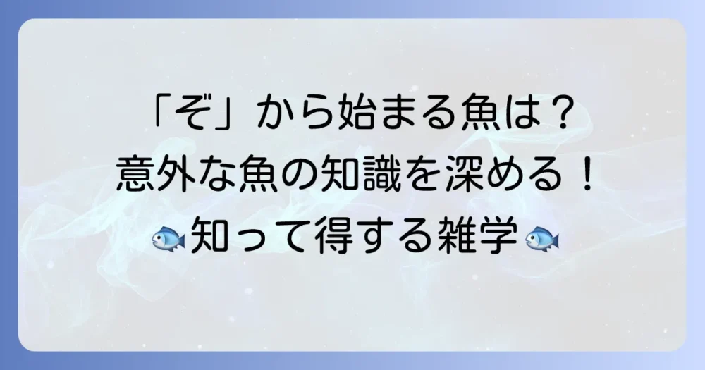 「ぞ」から始まる魚の名前は？意外な魚の知識を深める方法