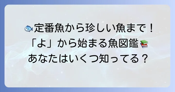 定番から珍しいまで！「よ」から始まる魚の代表的な種類