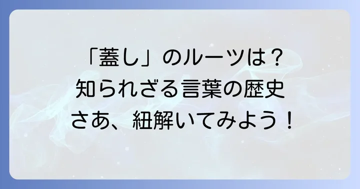 「蓋し」の語源と歴史的背景