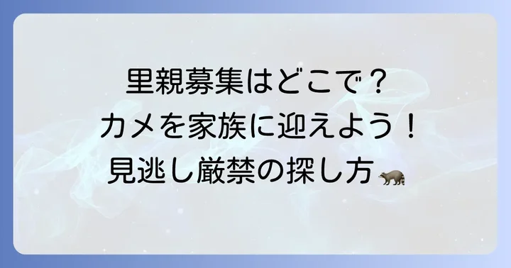 ケズメリクガメの里親募集を探す方法