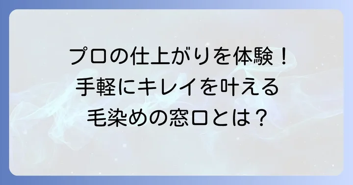 毛染めの窓口とは？手軽にプロのヘアカラーが叶うサービス