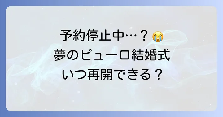 【重要なお知らせ】ピューロランド結婚式・フォトプランは現在新規予約を一時中止中