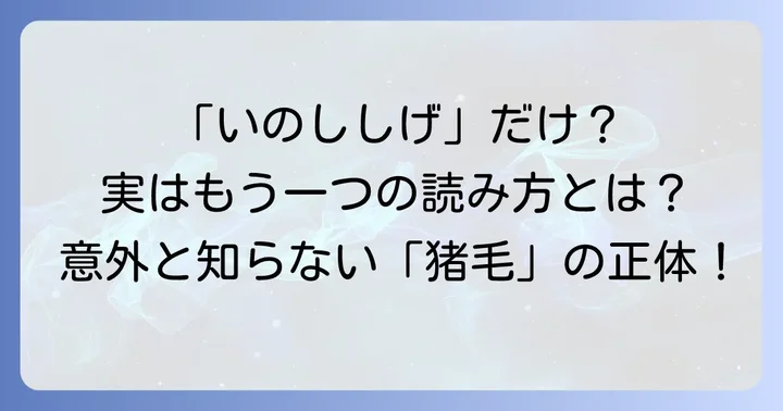 「猪毛」の正しい読み方と、その意味を知ろう
