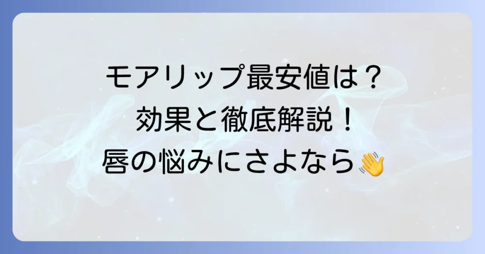 モアリップの値段はいくら？最安値で手に入れる方法と効果を徹底解説