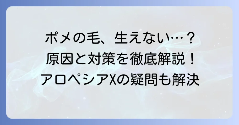 ポメラニアンのバリカン後、毛が生えてこない原因と対策：アロペシアXの疑問を解決