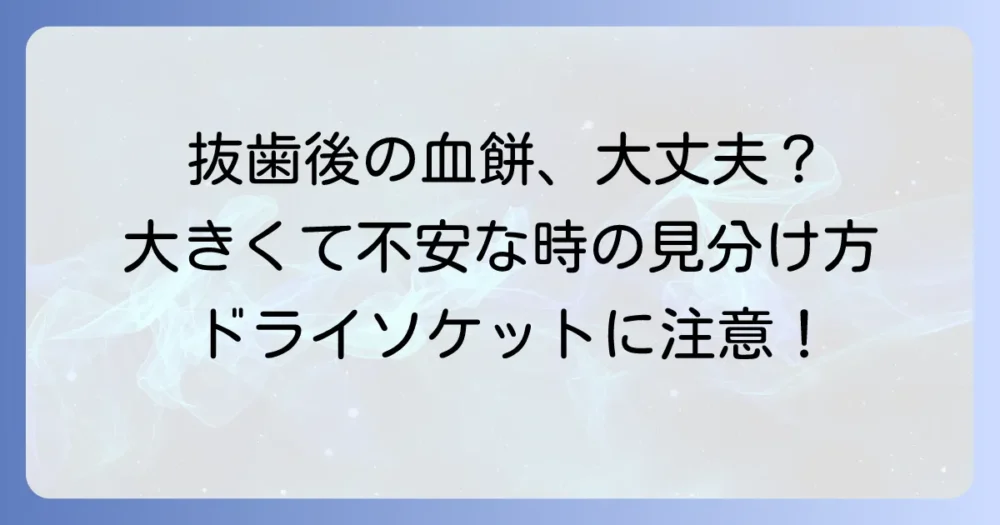 抜歯後の血餅が「でかい」と心配なあなたへ：血の塊の正しい見分け方と対処法