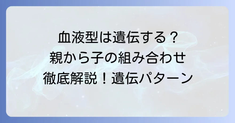 血液型の組み合わせをわかりやすく解説！親から子への遺伝パターンとよくある疑問を徹底解明