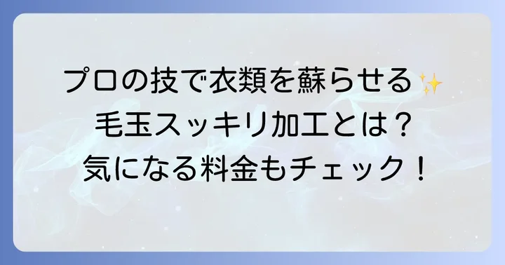 ポニークリーニングの毛玉スッキリ加工とは？プロの技で衣類を美しく