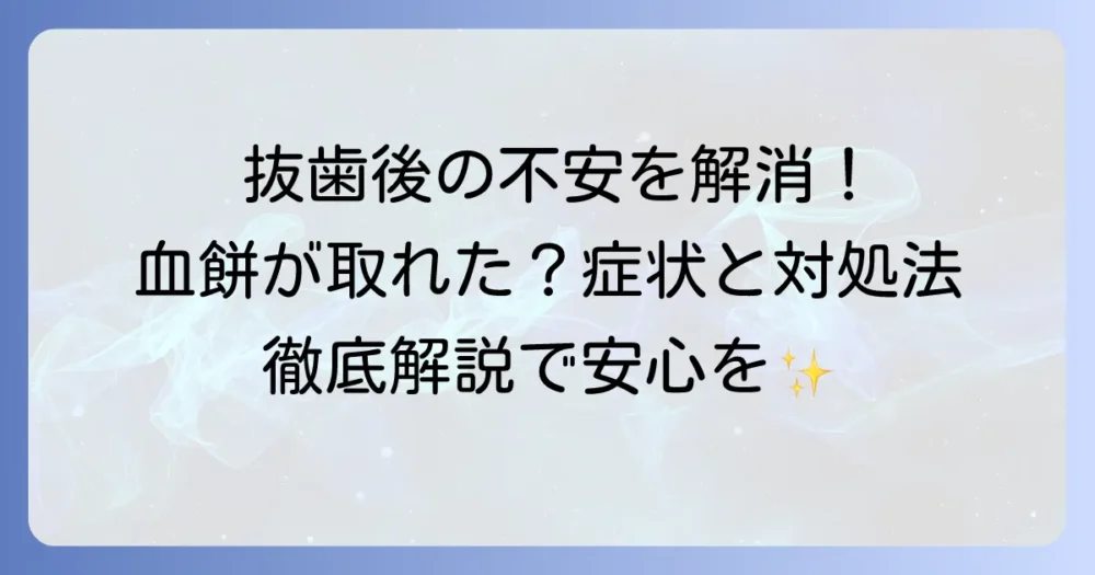 抜歯後の血餅が取れたか分からない時の不安を解消！症状と対処法を徹底解説