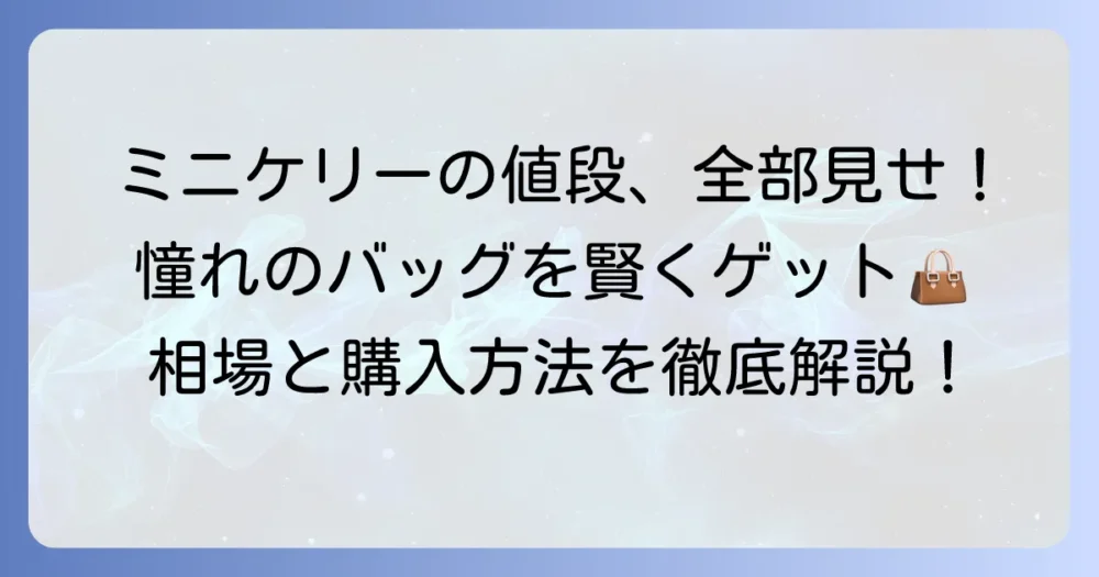 ミニケリーの値段を徹底解説！定価と中古相場、入手方法まで