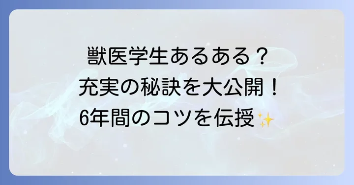 獣医学部生活を最大限に楽しむためのコツ