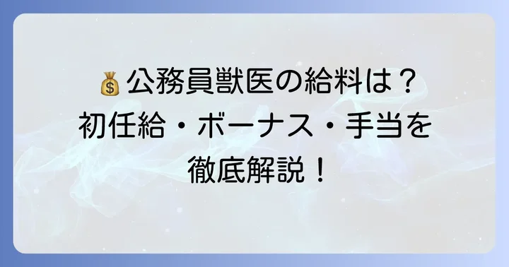 公務員獣医の給与体系を深掘り！初任給・ボーナス・手当