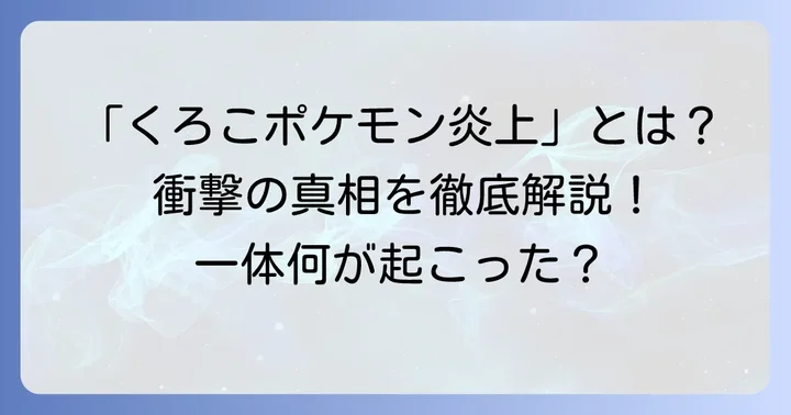「くろこポケモン炎上」とは？事件の概要と背景