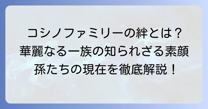 世界的デザイナー、コシノヒロコさんの家族構成