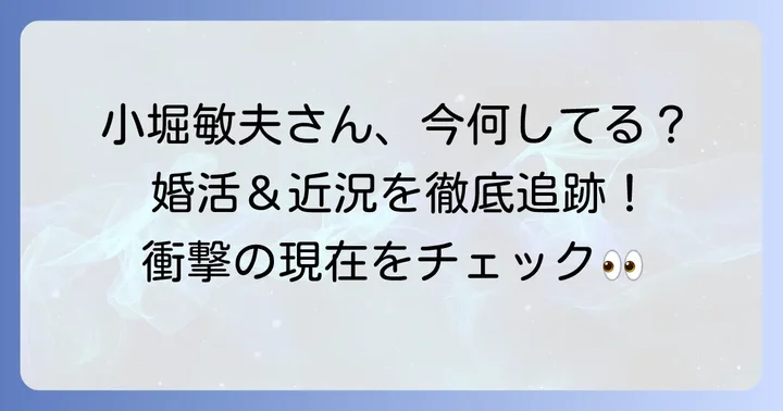 現在の小堀敏夫さんの活動状況と健康状態