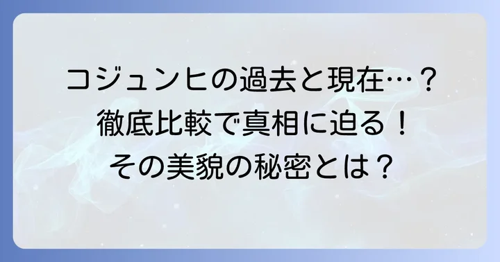 コジュンヒさんの美貌と整形疑惑の真相に迫る