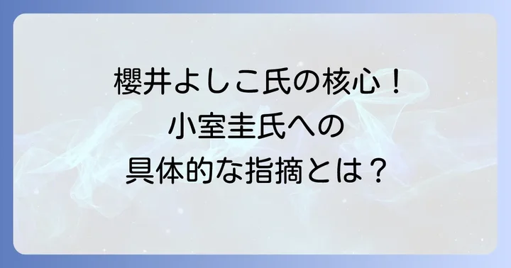 小室圭氏を巡る櫻井よしこ氏の具体的な指摘