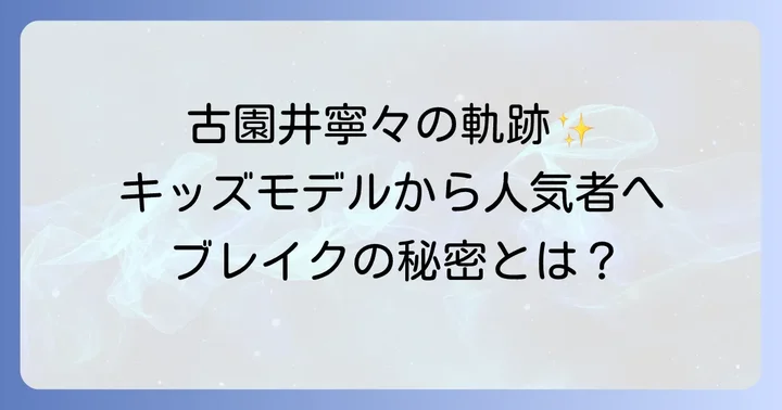 古園井寧々のこれまでの活動経歴とブレイクのきっかけ
