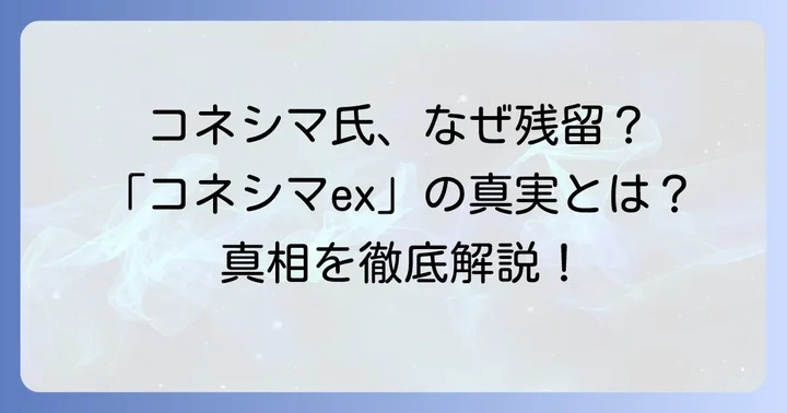 コネシマ氏の選択と「コネシマex」の立ち位置