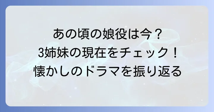「池中玄太80キロ」を彩った3人の娘役子役たち