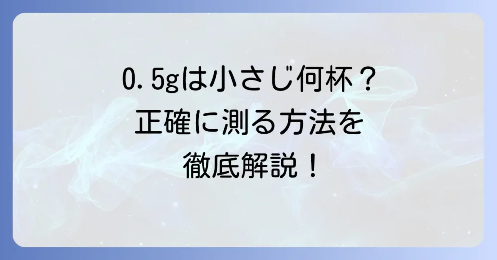 0.5グラムは小さじ何杯？正確に計る方法とコツを徹底解説
