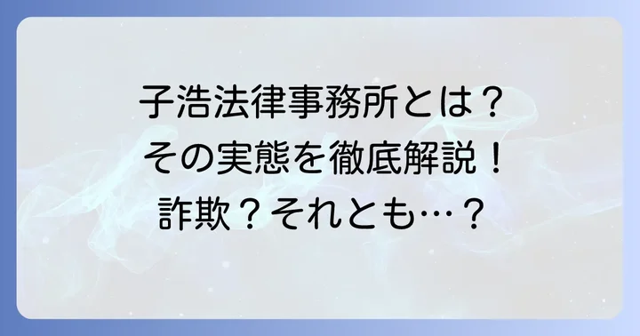 子浩法律事務所とは？その実態と業務内容