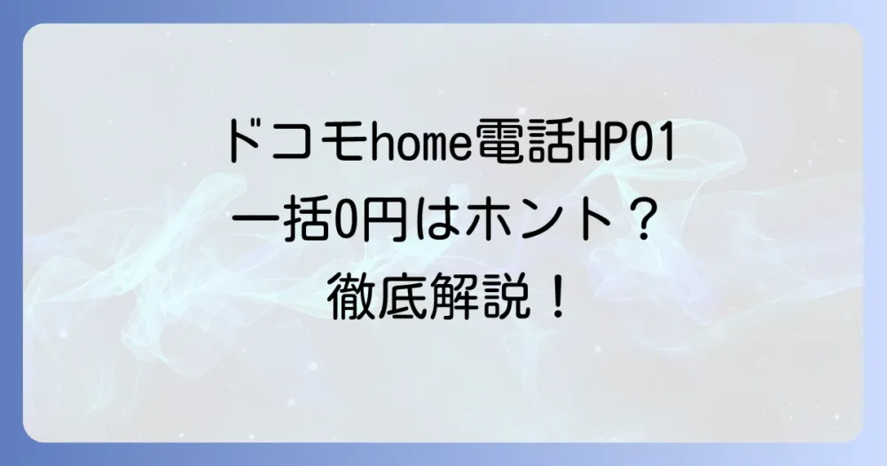 ドコモhome電話HP01は本当に一括0円?メリット・デメリットと契約方法を徹底解説