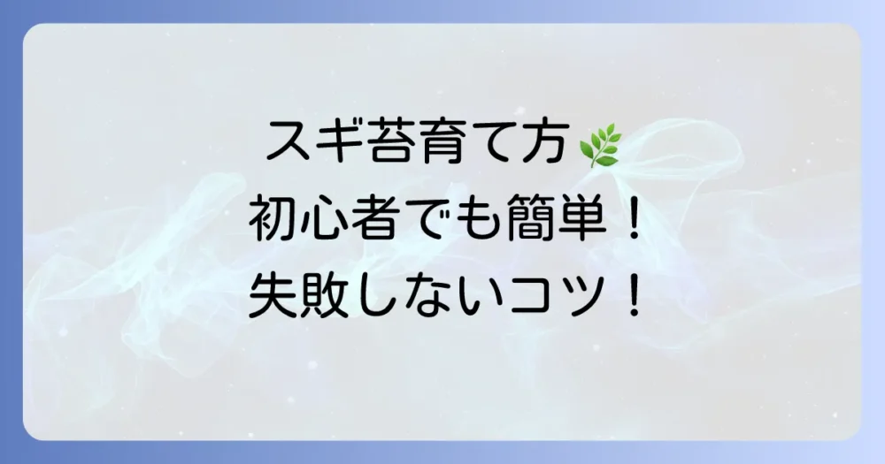 スギ苔の育て方を徹底解説！初心者でも失敗しない栽培のコツと増やし方