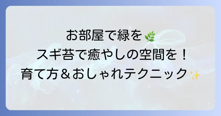 室内やテラリウムでスギ苔を育てる方法