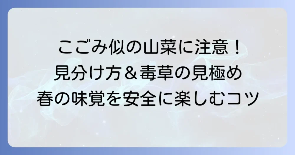こごみに似た山菜の見分け方と、安全に楽しむためのコツを徹底解説