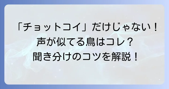 コジュケイの鳴き声に似ている鳥とその違い