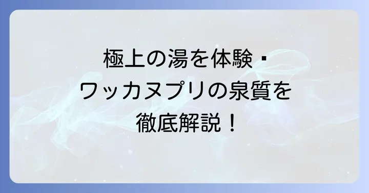 ワッカヌプリの温泉を深掘り！源泉かけ流しの極上泉質