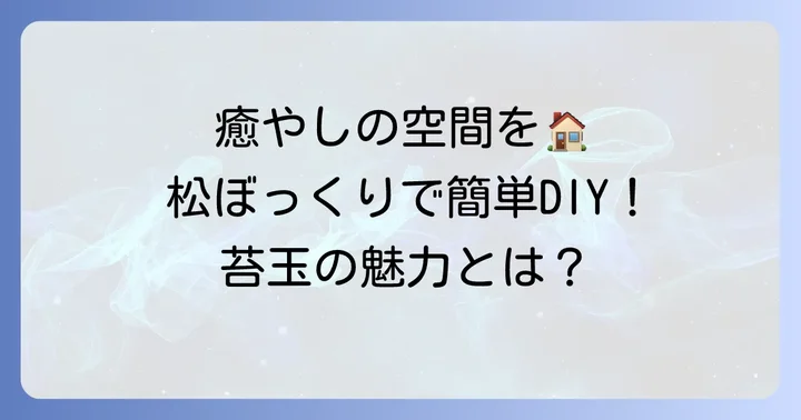 松ぼっくり苔玉の魅力とは？自然の温もりを手軽に楽しむ