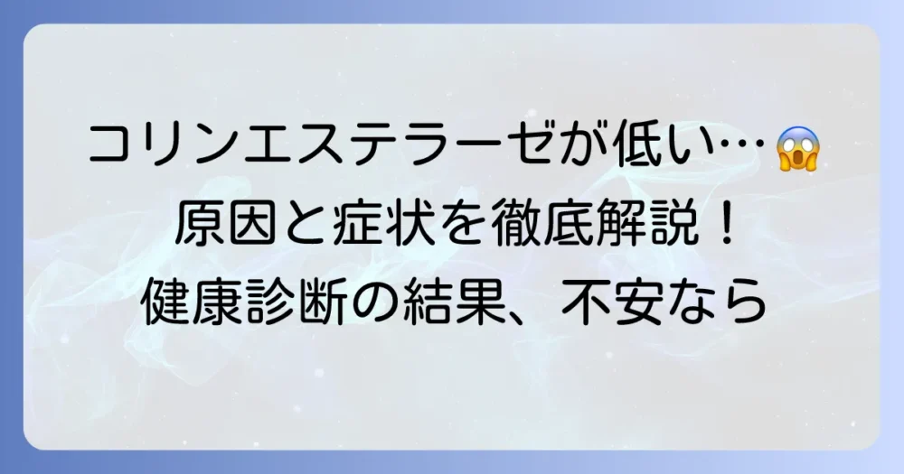 コリンエステラーゼが低い原因とは？考えられる症状や対処法を徹底解説