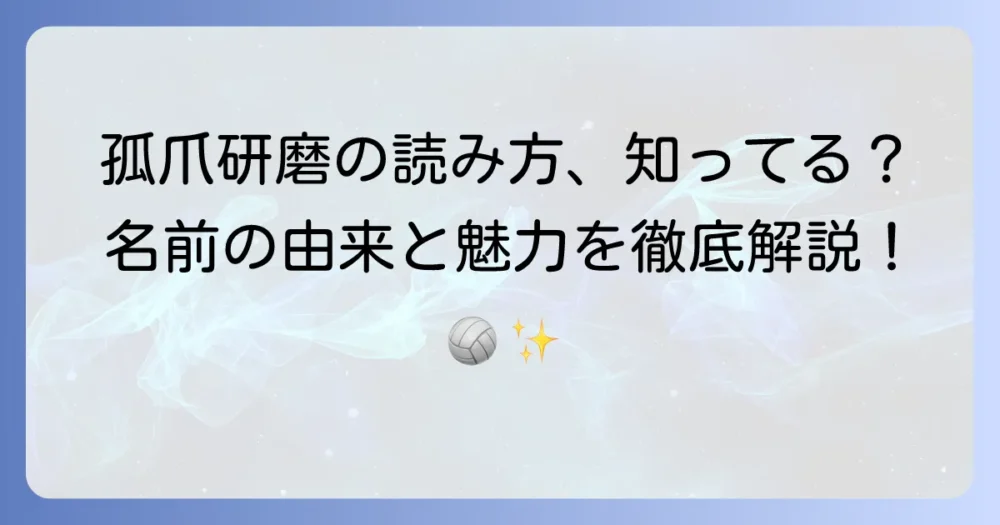 孤爪研磨の読み方を徹底解説!漢字の意味とキャラクターの魅力